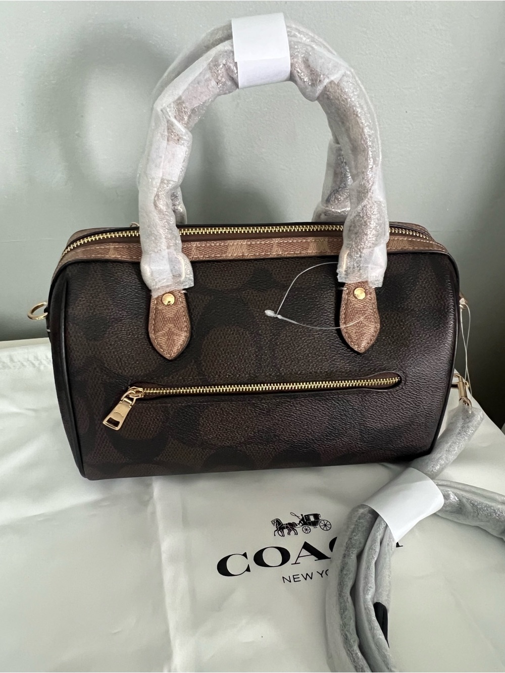 Coach Rowan Satchel Bag In Blocked Signature Canvas And Wallet - Picture 6 of 11